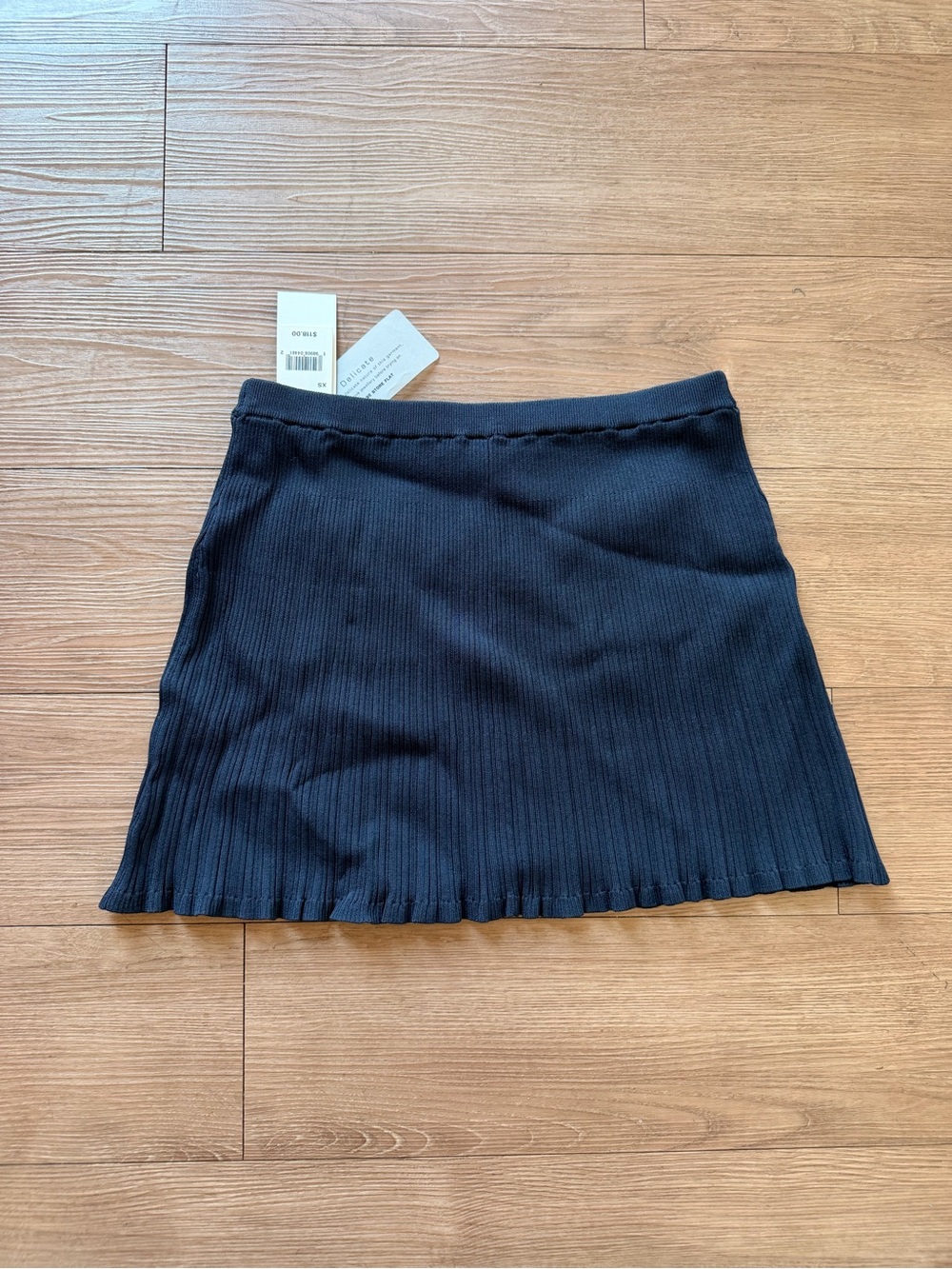 French Connection Navy Ribbed Mini Skirt with Front Pocket Flaps - Picture 3 of 4